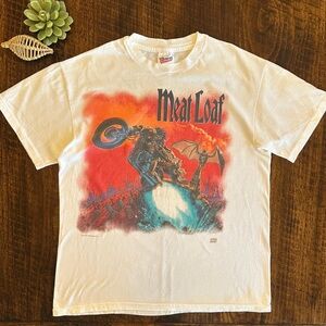 VTG 90s Meat Loaf Bat Out Of Hell World Tour T-Shirt - Single Stitch, Size L